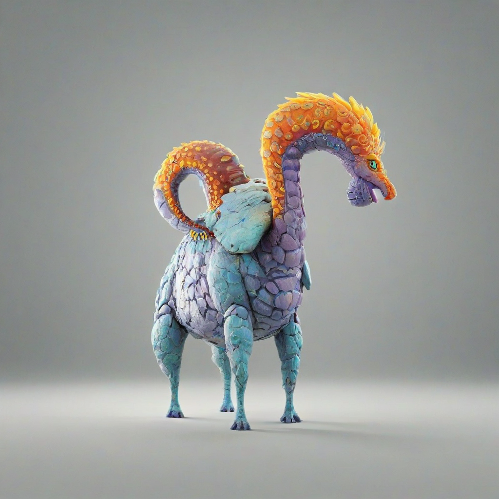 3D cartoon, hand-drawn, magical creature, on a plain white background, even lighting