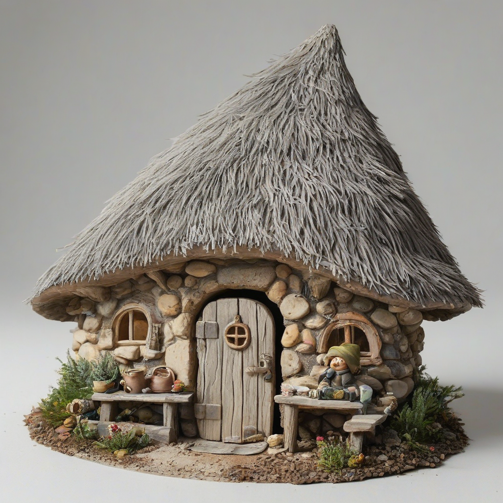 gnome mud hut, on a plain white background, even lighting