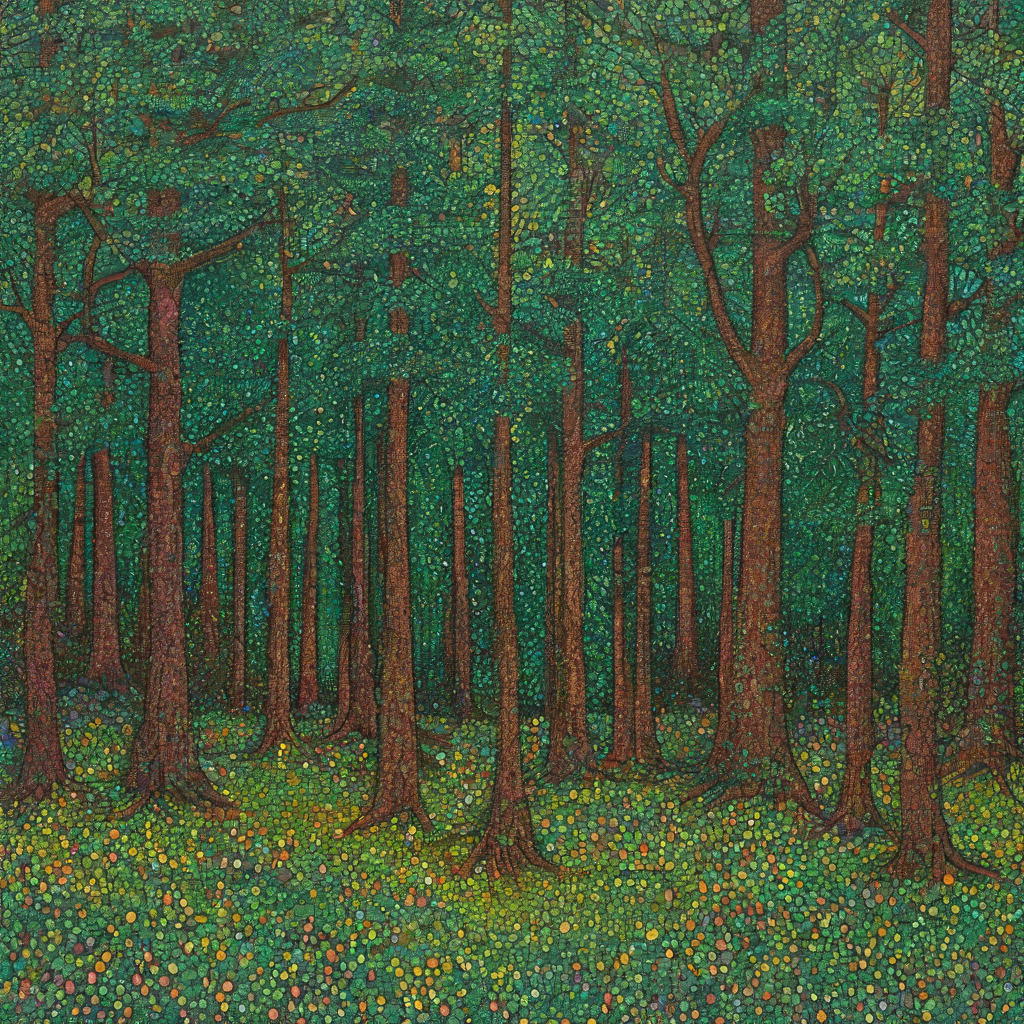 Pointillism style of a forest