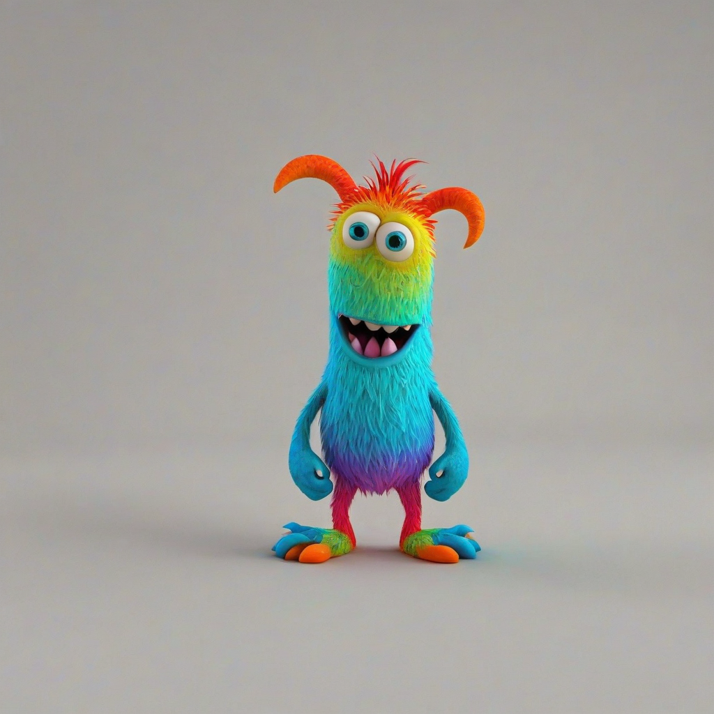 3d cartoon, lovable, brightly colored, children's monster, on a plain white background, even lighting