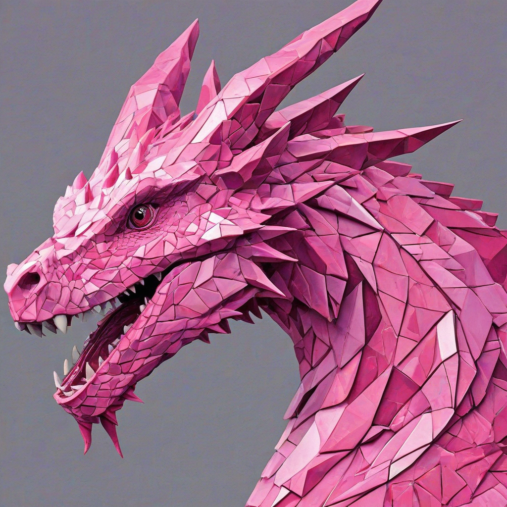 Cubism of a pink dragon