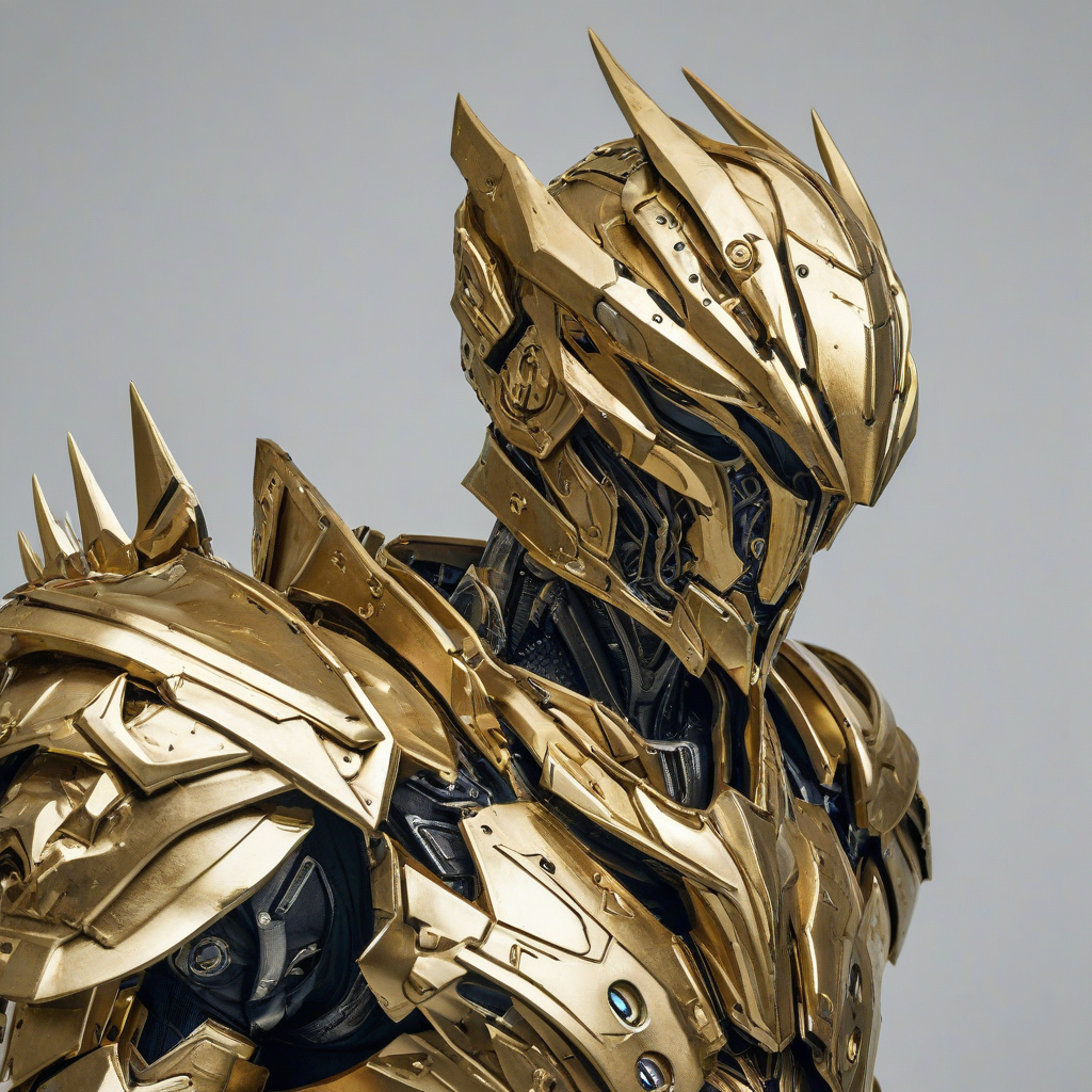 Gold, sharp edges, jagged lines, armor shoulder pads, no humans, animals, robots, in the image, on a plain white background, even lighting