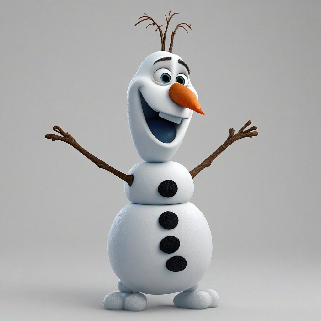 Disney's Olaf, on a plain white background, even lighting
