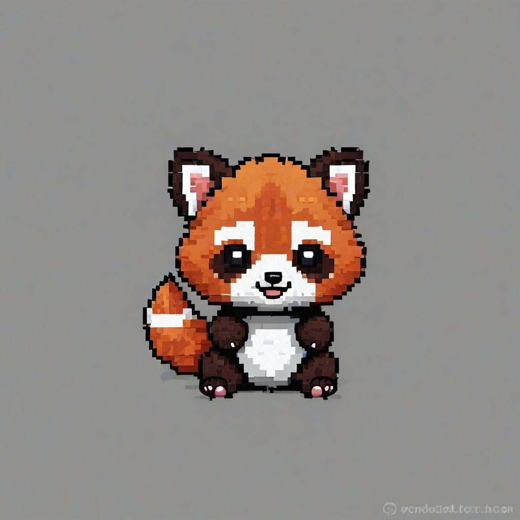 chibi pixel art style red panda, on a plain white background, even lighting