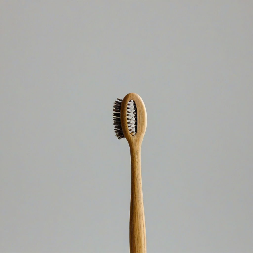 wood toothbrush, on a plain white background, even lighting