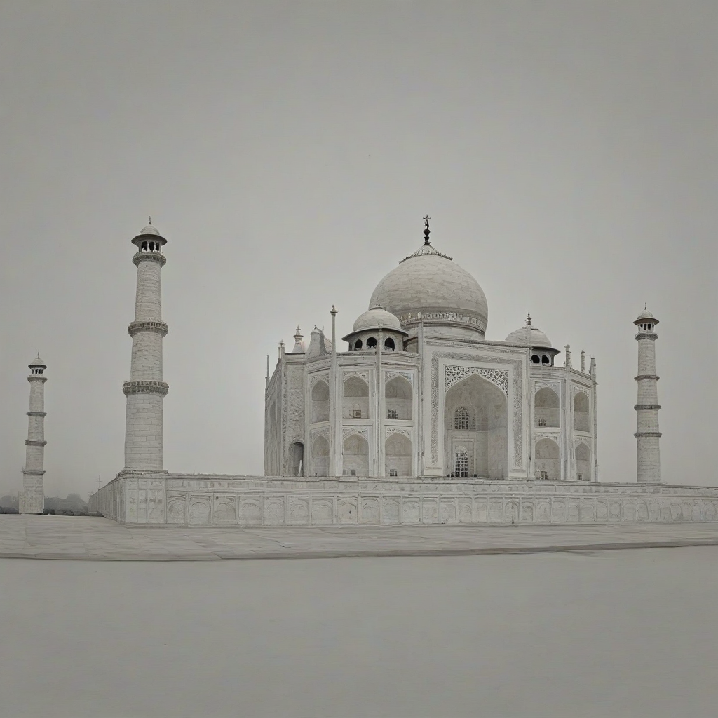 Taj Mahal, on a plain white background, even lighting