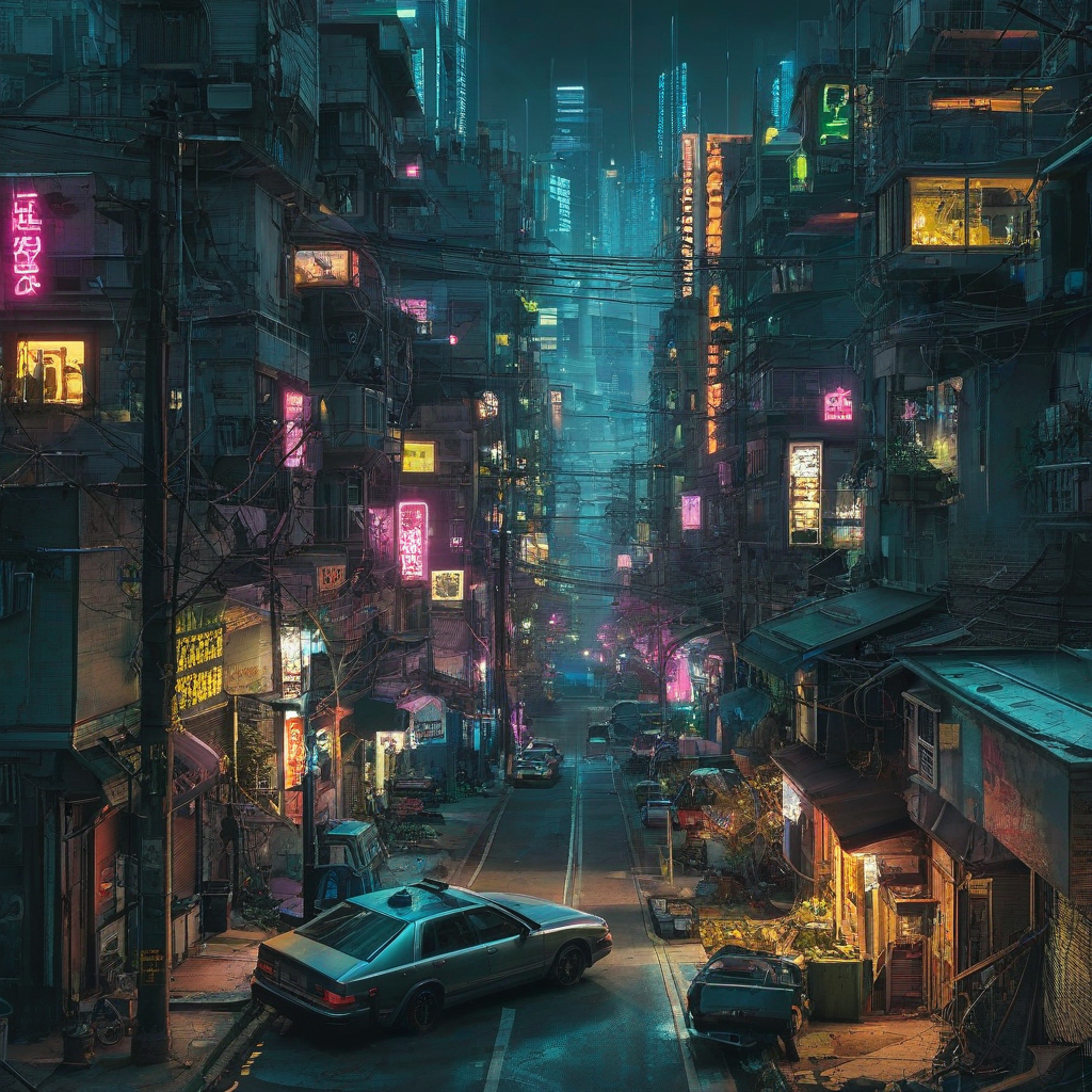 Cyberpunk of a neighborhood