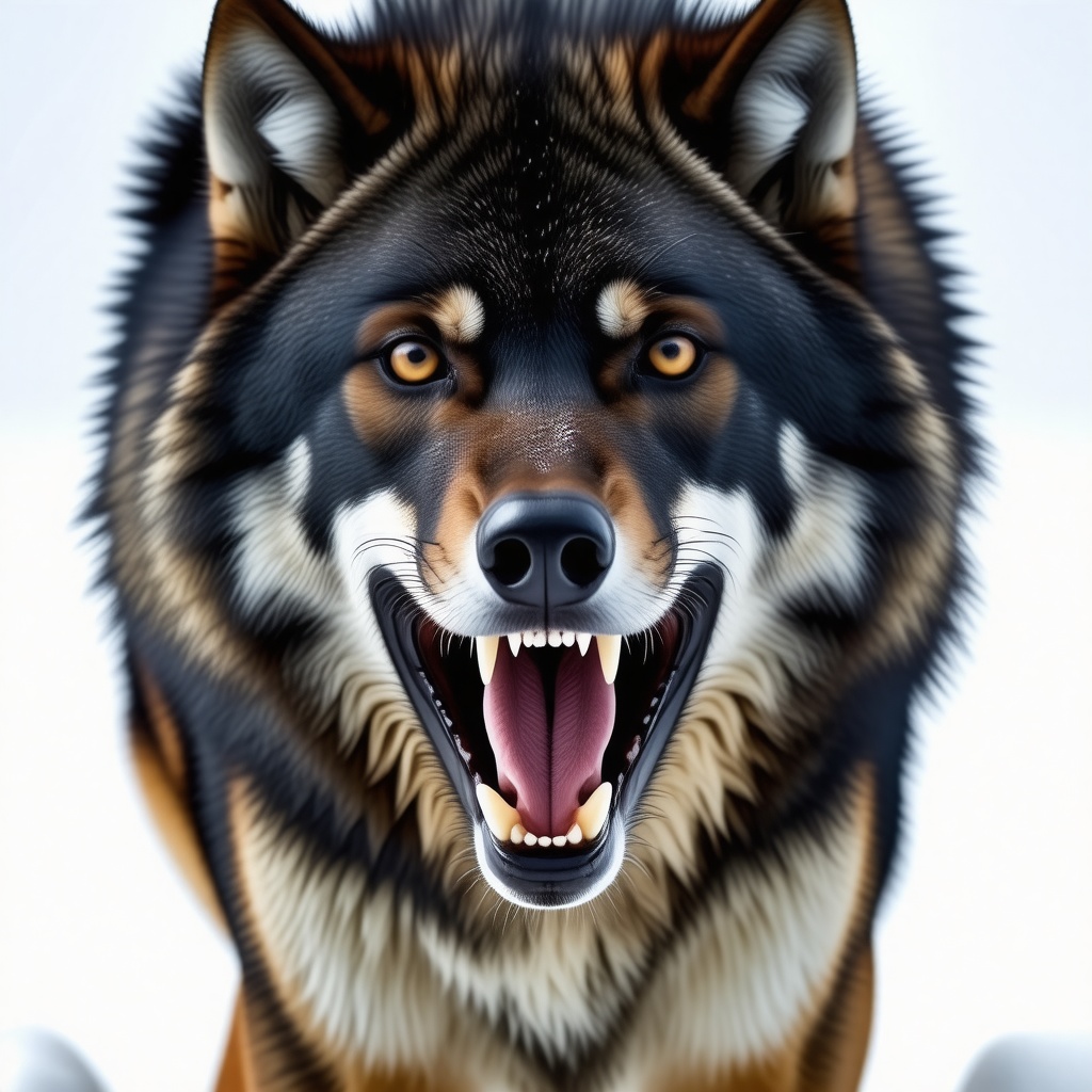 black wolf showing it's teeth