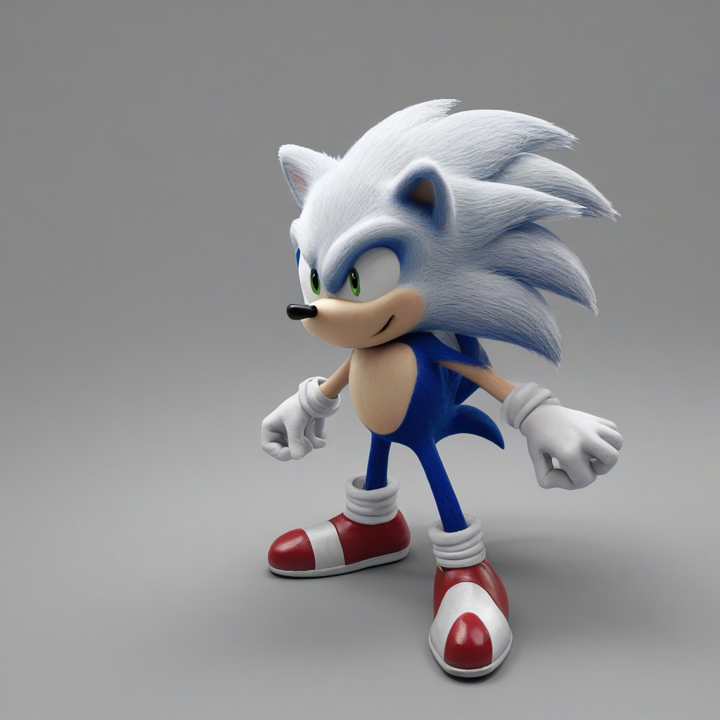 Sonic the hedgehog, on a plain white background, even lighting 