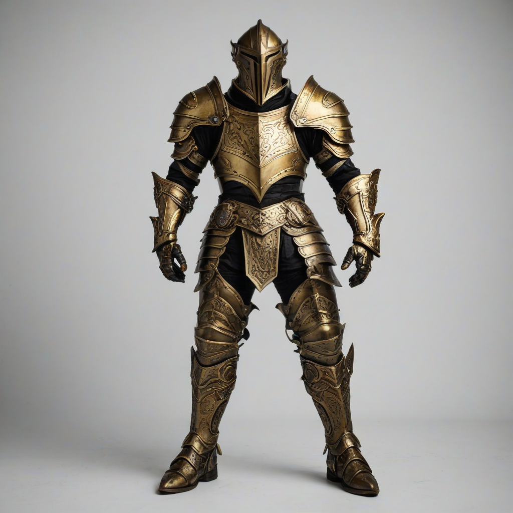 Dark fantasy, full-body view, piece of armor on white background, mustard color, intricate details, on a plain white background, even lighting 