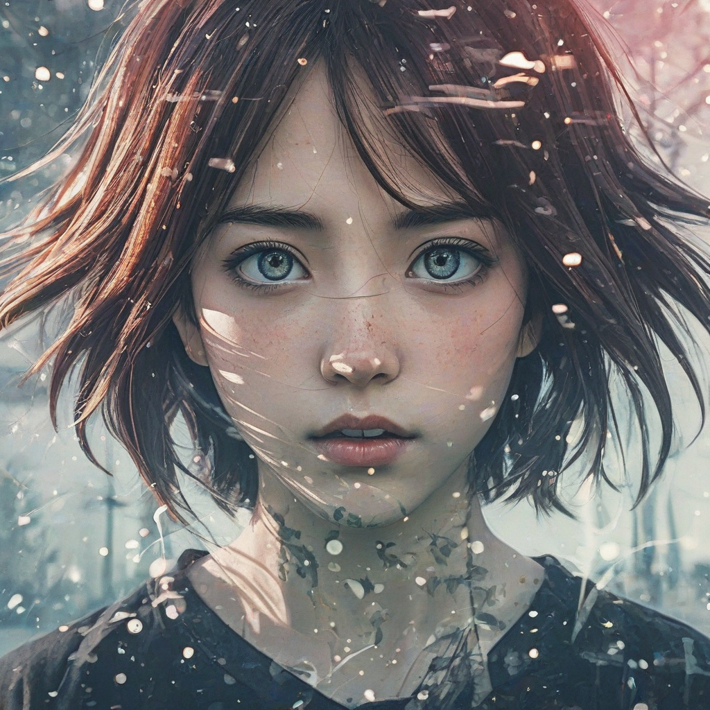 double exposure photography effect in anime art style