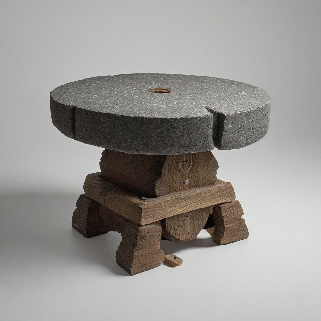 D & D style medieval grindstone on a stand, on a plain white background, even lighting