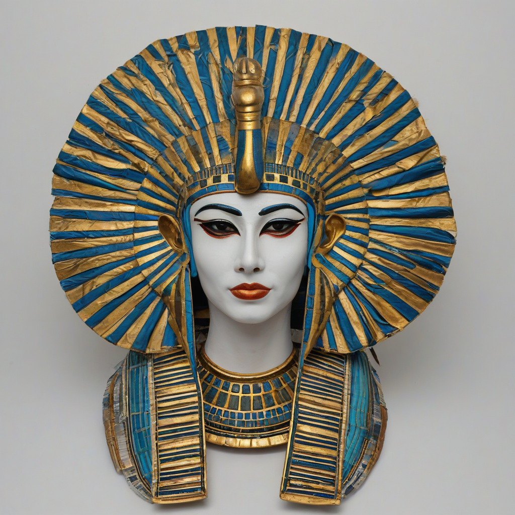 Pharoah nemes headdress, no human, no bodies, only headdress in image, on a plain white background, even lighting