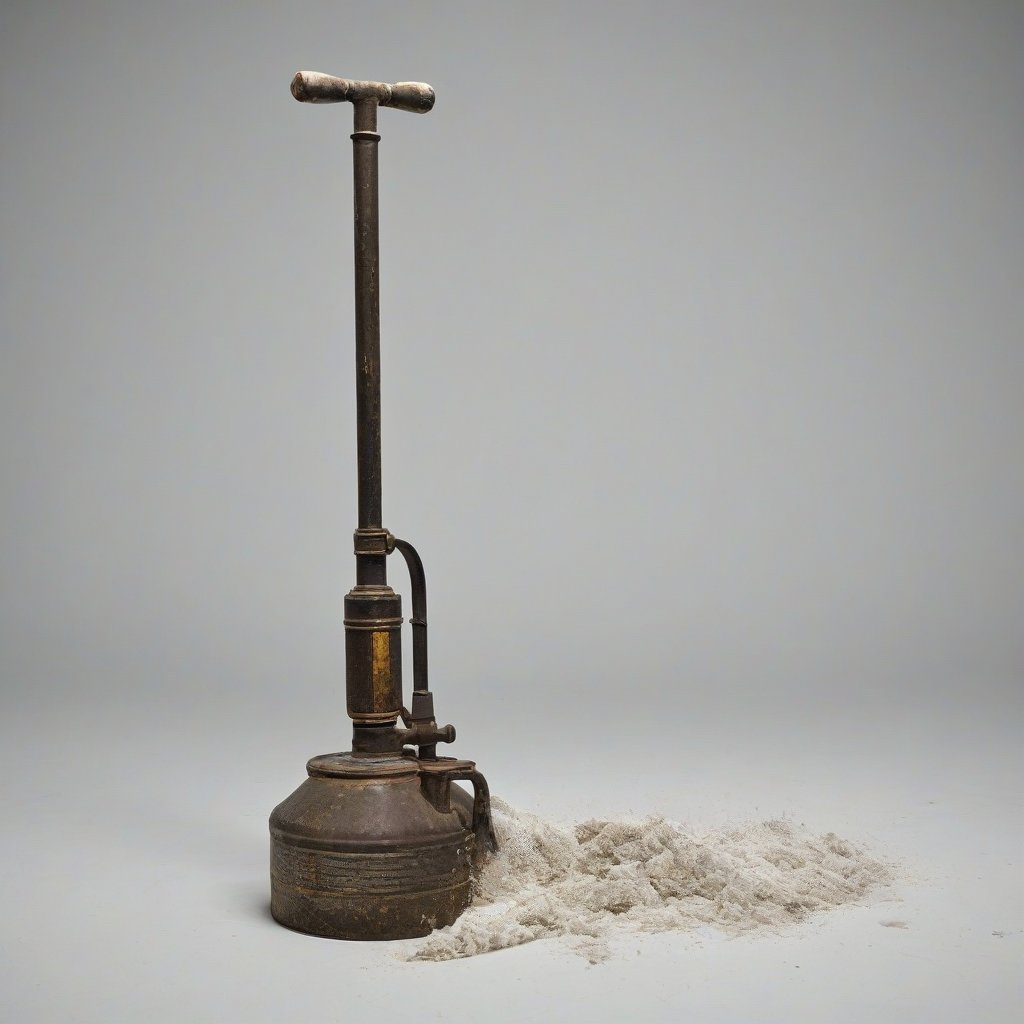 Game asset style, vintage hand pump pesticide powder duster, on a plain white background, even lighting