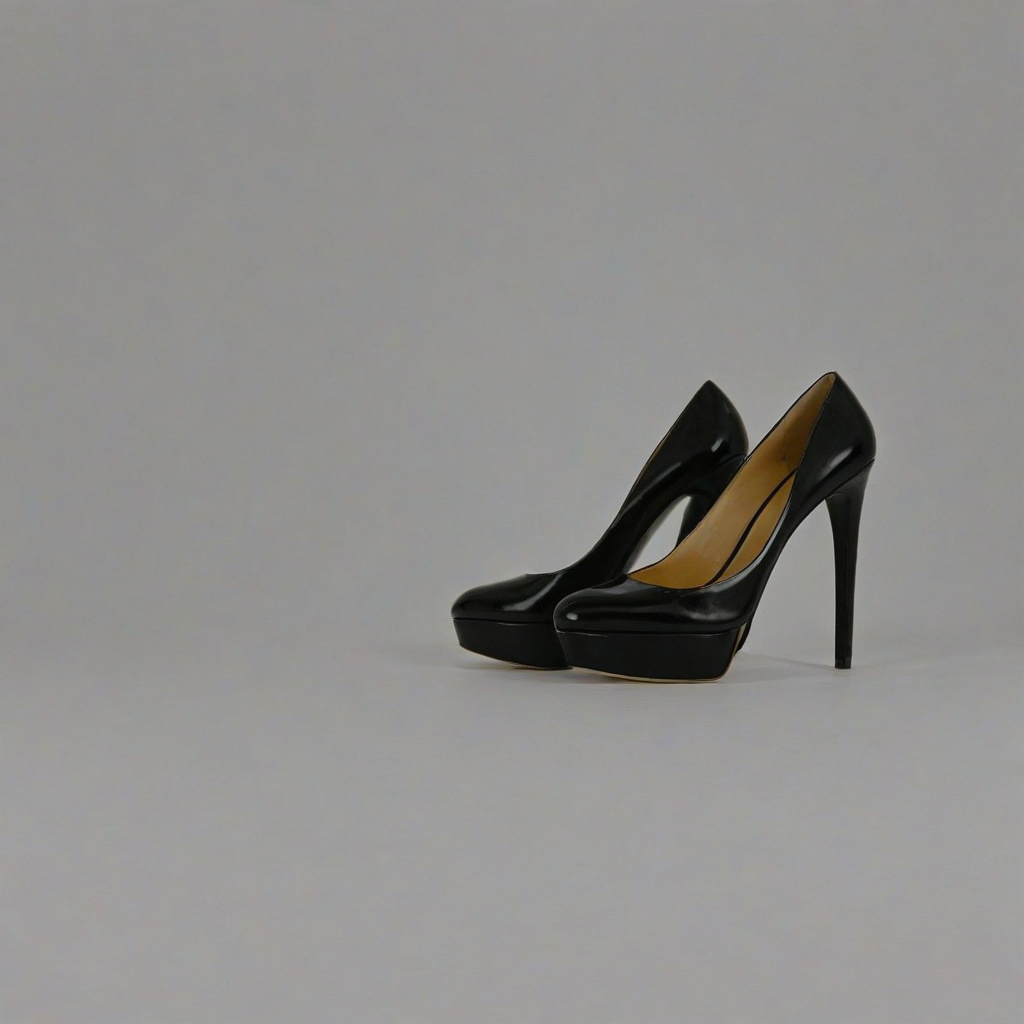 black platform high heels, on a plain white background, even lighting
