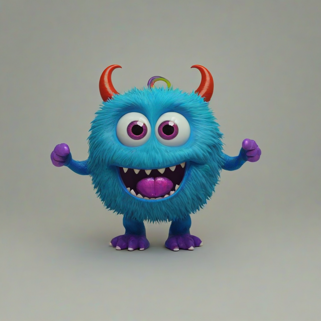 3d cartoon, lovable, jewel tone colored, children's monster, on a plain white background, even lighting