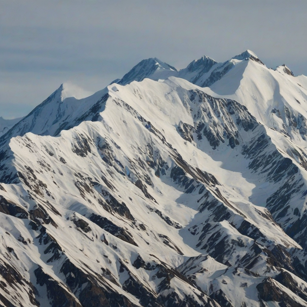 Cubism of a snowy capped mountains