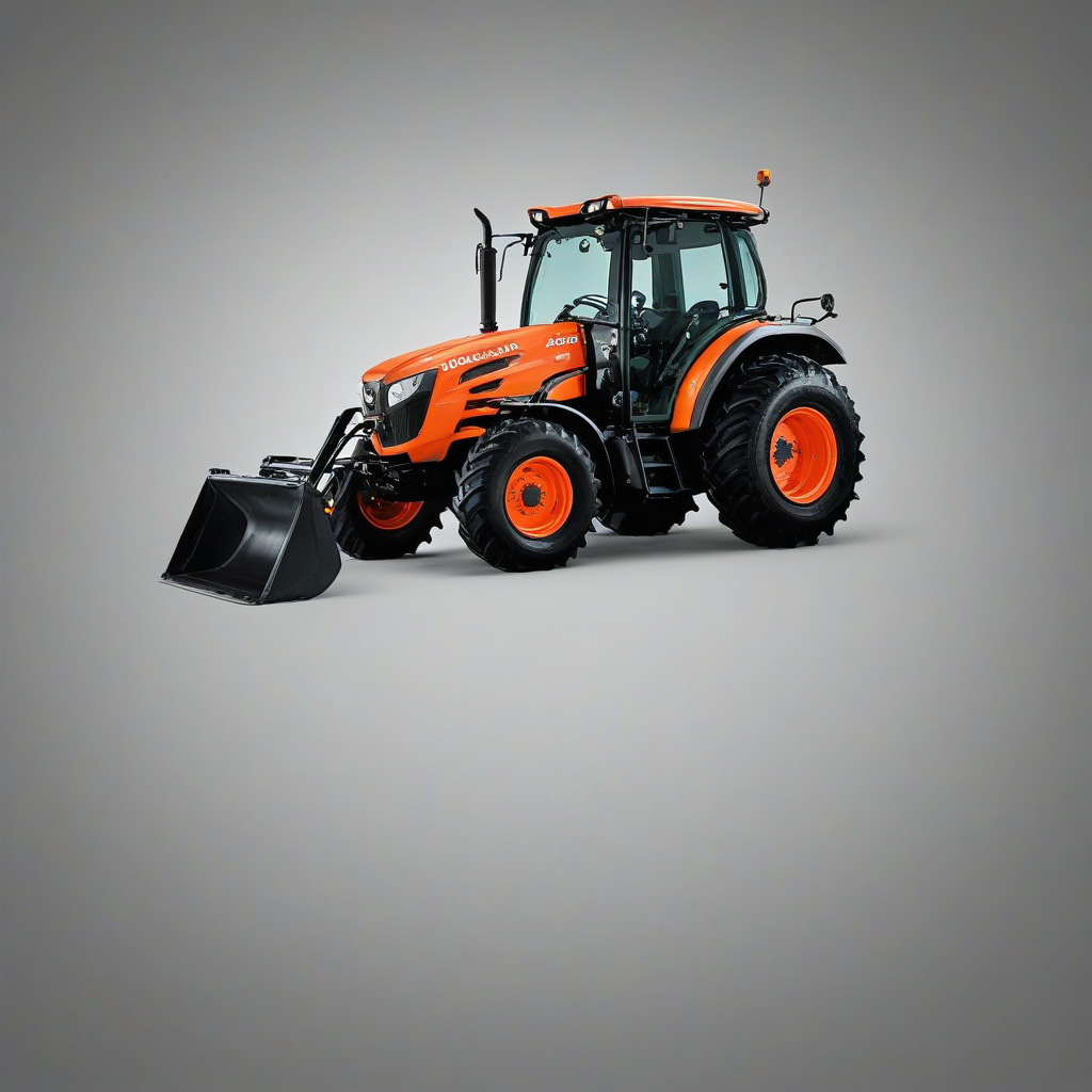 Kubota farming tractor, on a plain white background, even lighting
