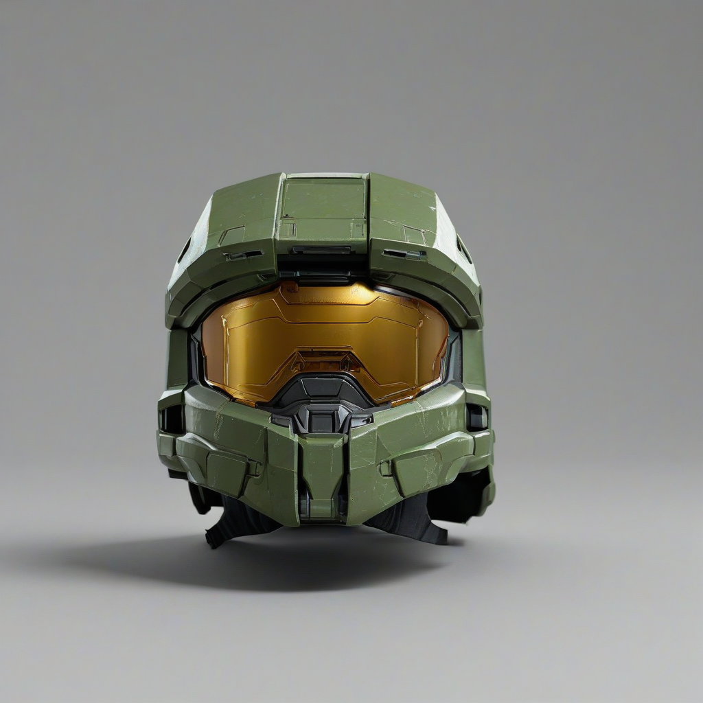 Halo infinite master chief's helmet, on a plain white background, even lighting