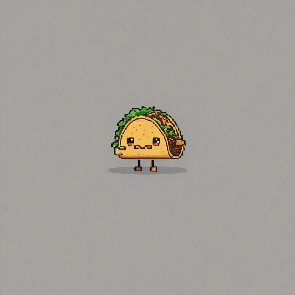 taco in pixel art style, full-body view, on plain white background