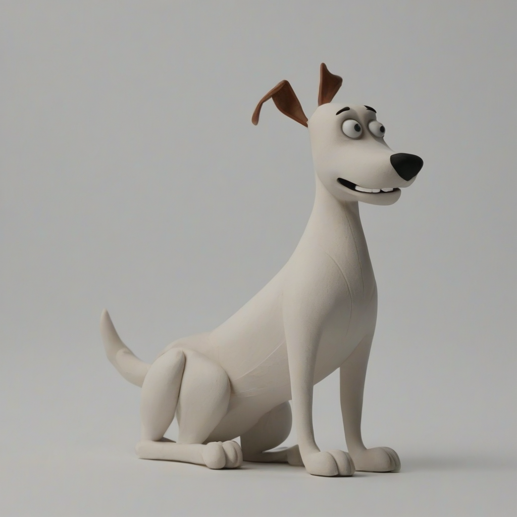 clay animation style dog, on a plain white background, even lighting 