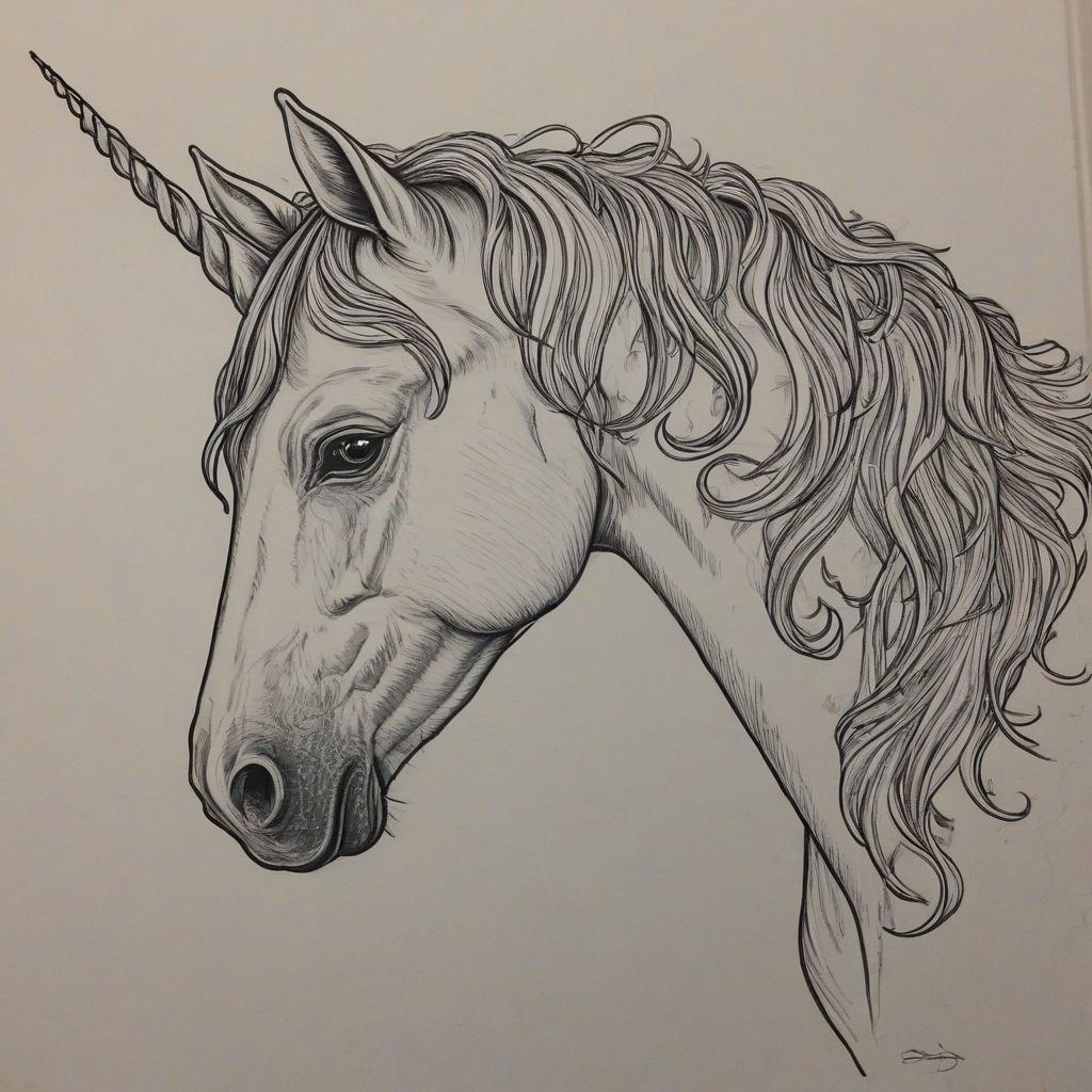 Line drawing of a unicorn