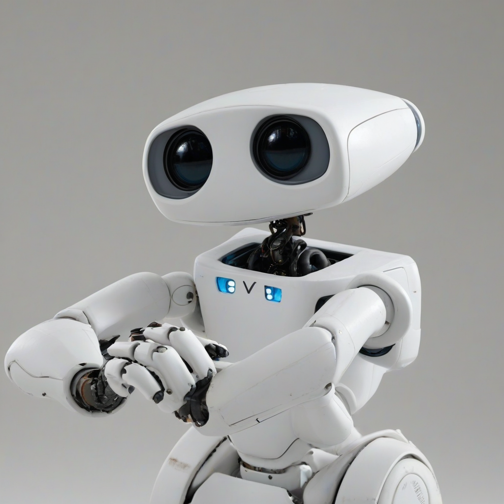 Eve the white robot from wall-e movie, on a plain white background, even lighting 