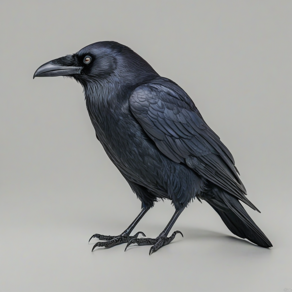 cartoon Raven, on a plain white background, even lighting