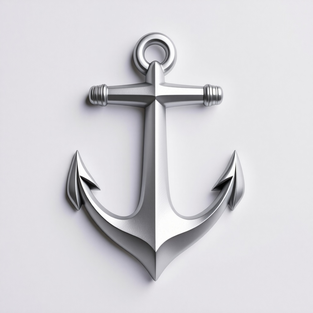 realistic silver boat anchor