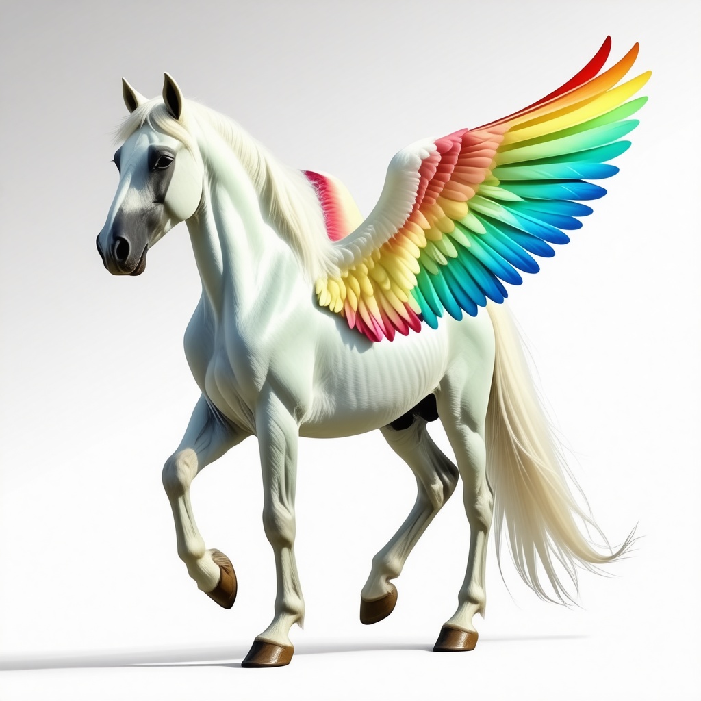 light green horse with rainbow wings