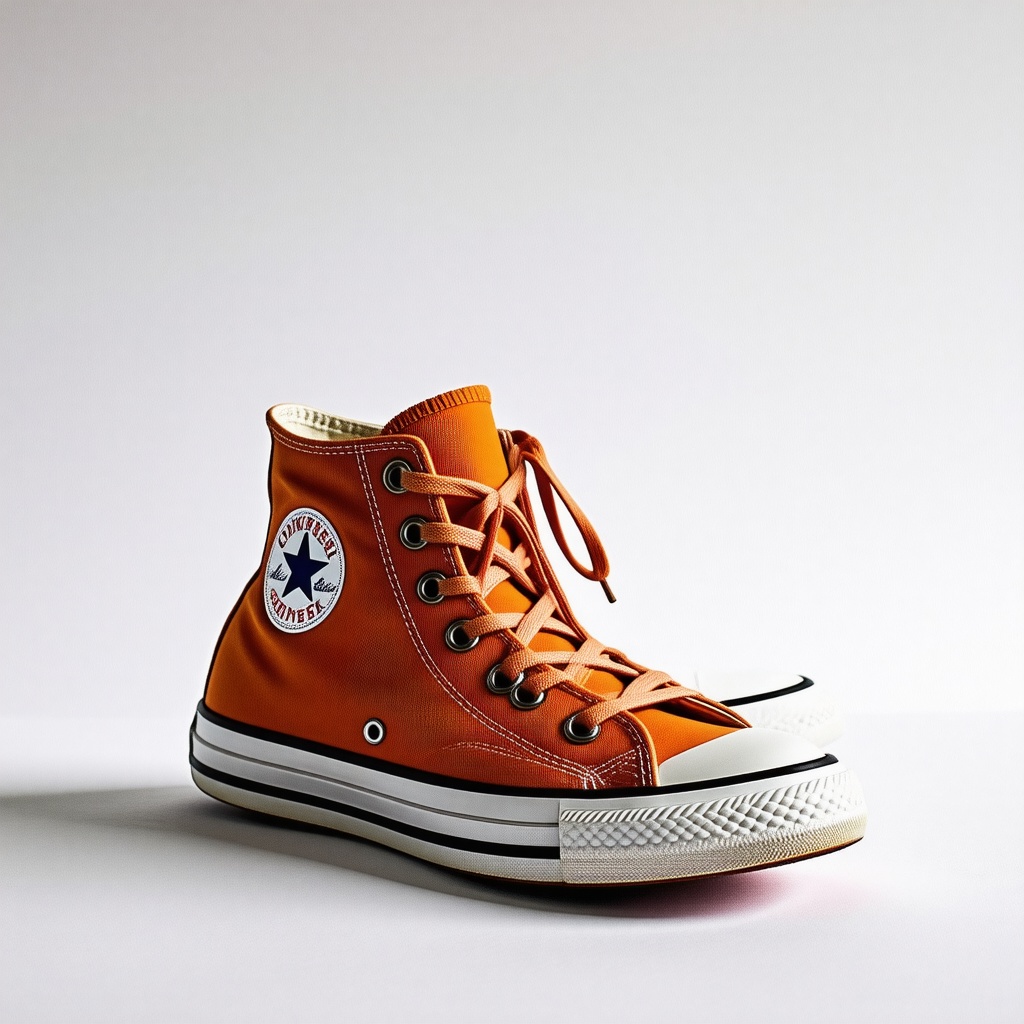 A pair of orange Converse high tops