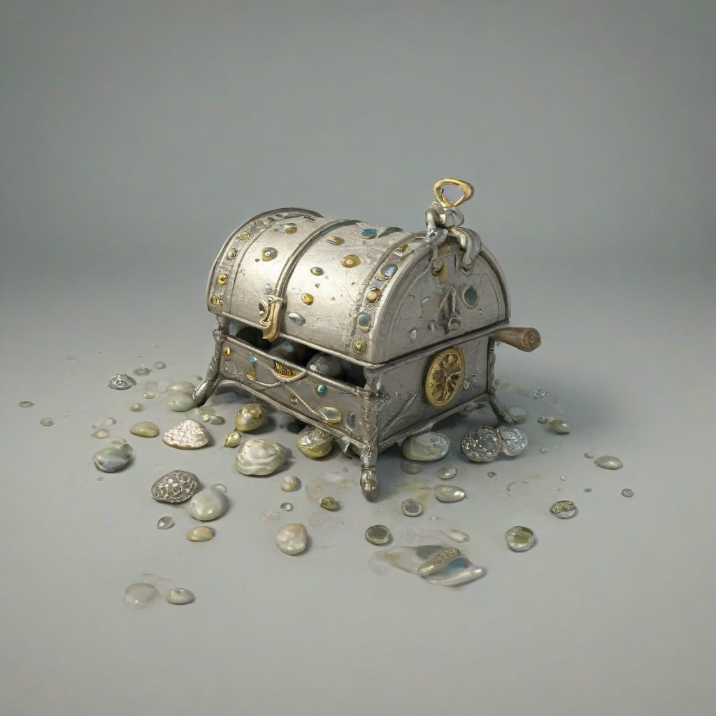 3d cartoon sea treasure object, on a plain white background, even lighting