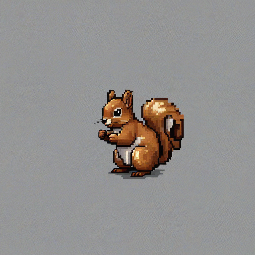 pixel art squirrel, on a plain white background, even lighting