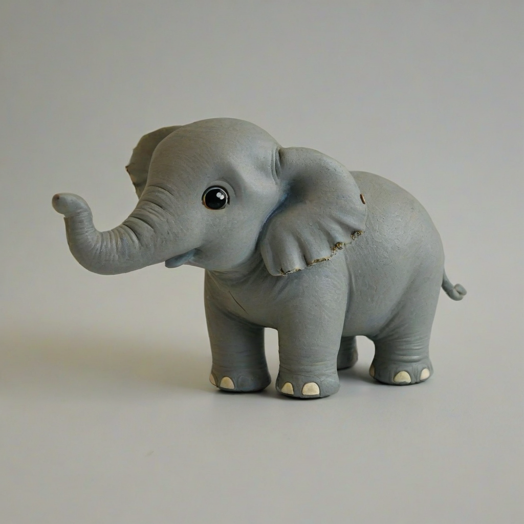 chibi style elephant, on a plain white background, even lighting