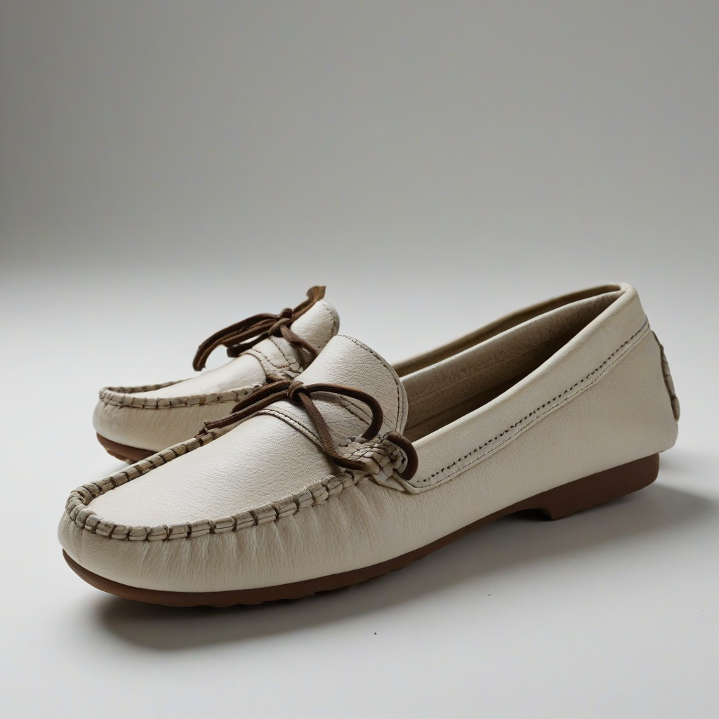 leather moccasin, on a plain white background, even lighting