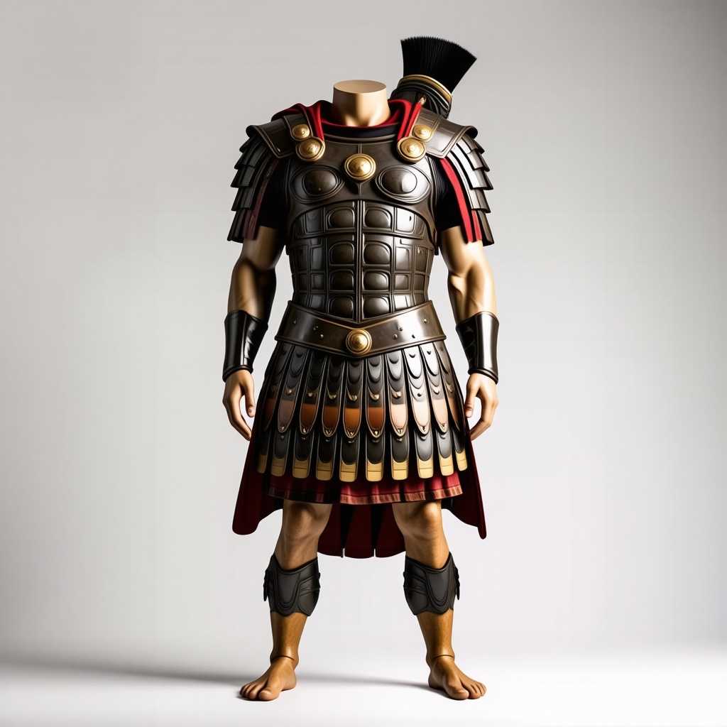 A dress mannequin with full ancient Spartan armor on