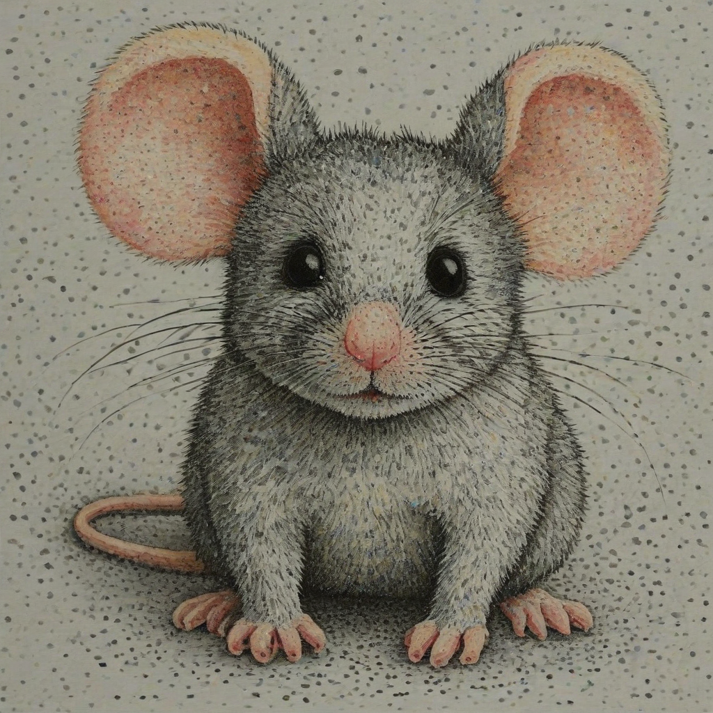Pointillism style of a baby mouse