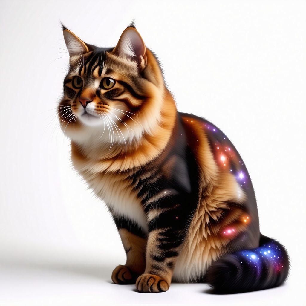 Large cat with fur that looks like a galaxy