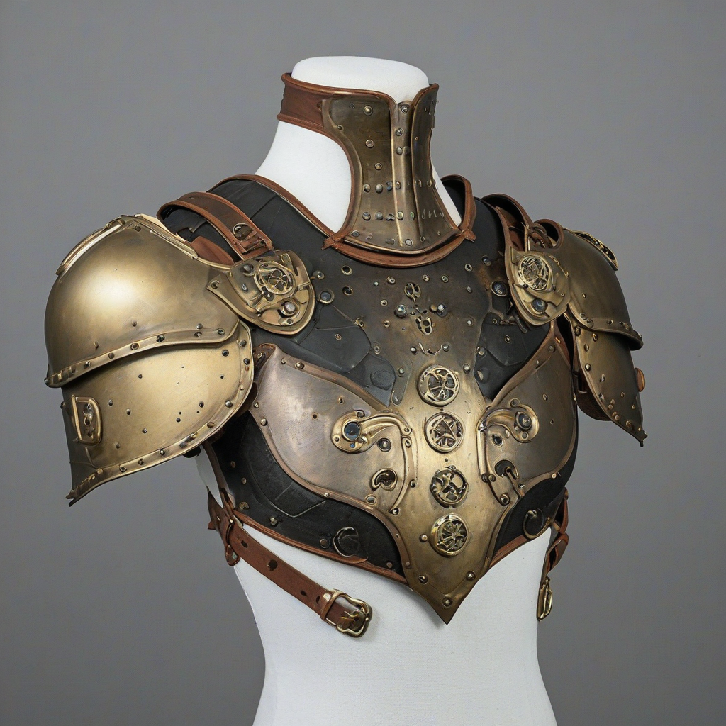 steampunk style shoulder armor, on a plain white background, even lighting