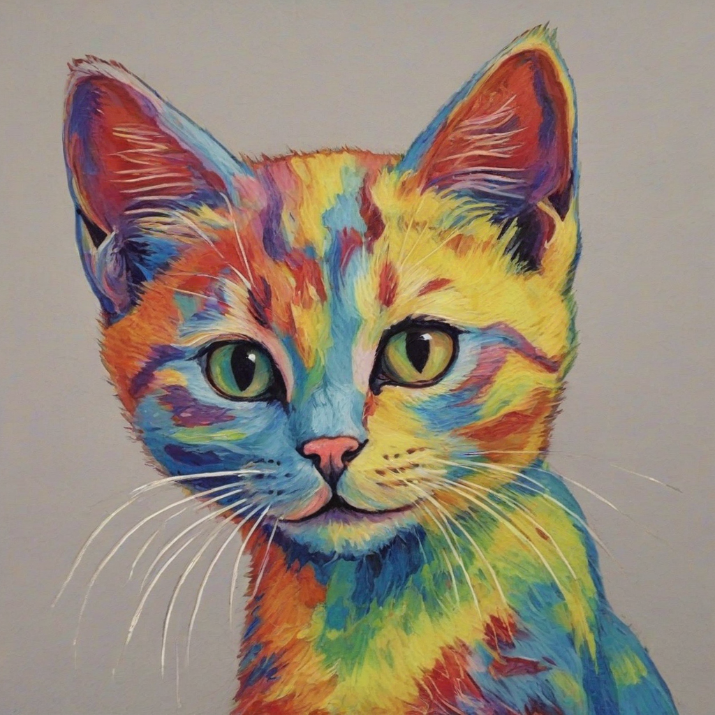 Fauvism style Rainbow kitten