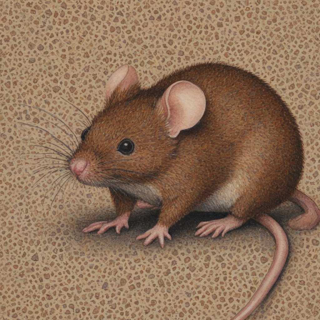 pointillism of a brown mouse