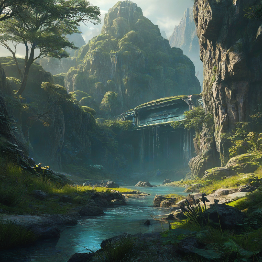 A cool sci-fi and nature based environment scene