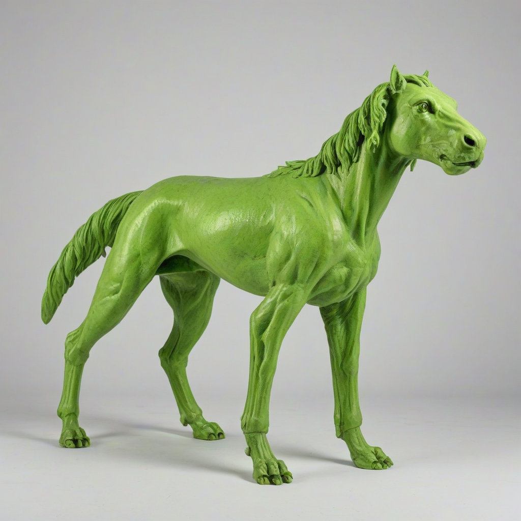 full-body view of a quadruped, lime green, Renaissance style, on a plain white background, on a plain white background, even lighting 