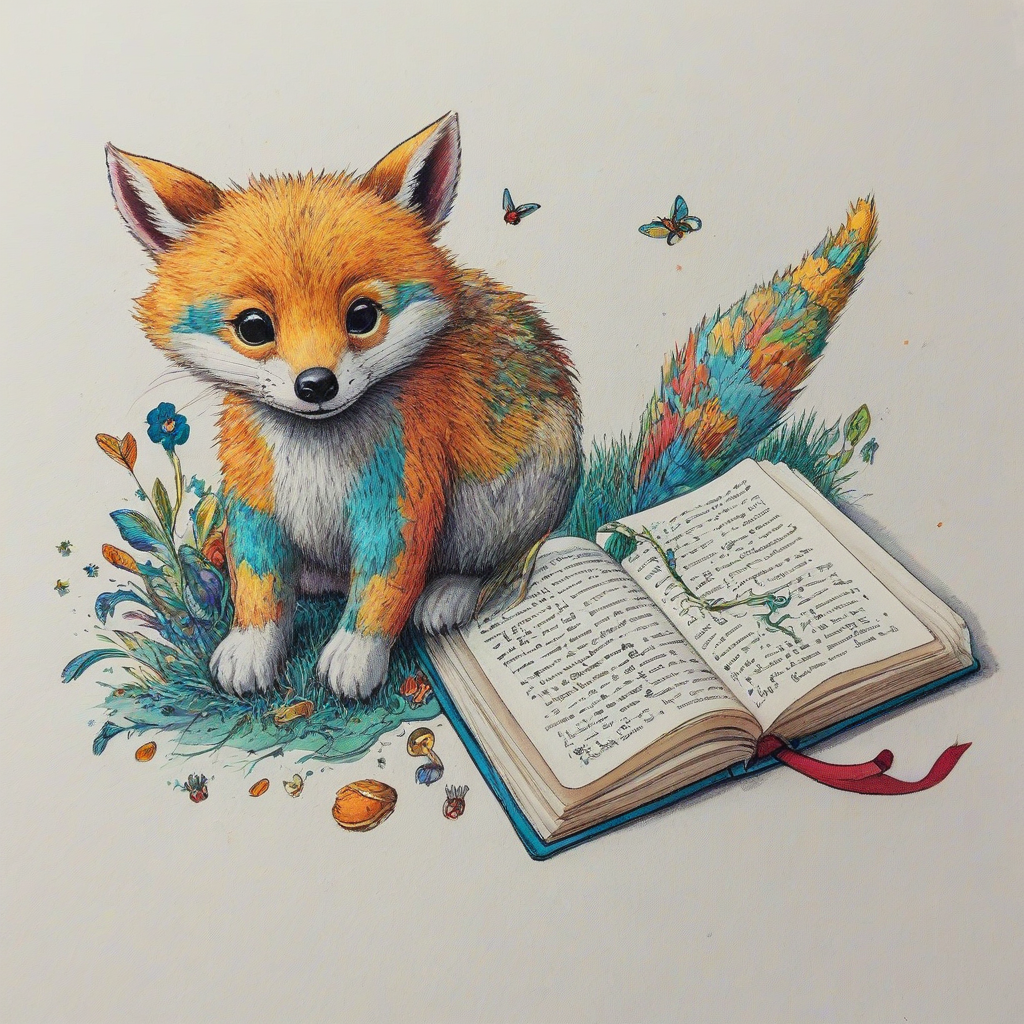 hand-drawn cartoon, cute storybook animal, vivid colors, on a plain white background, even lighting