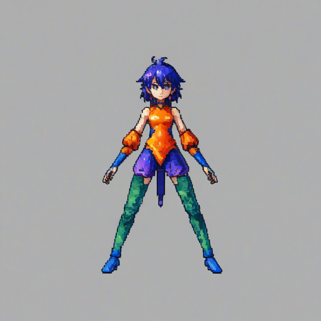 2d sprite character, vivid colors, full body visible, on a plain white background, even lighting