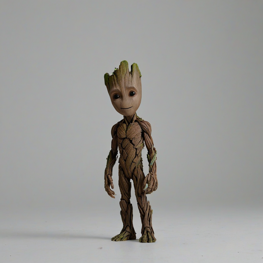 Groot from Guardians of the Galaxy, on a plain white background, even lighting