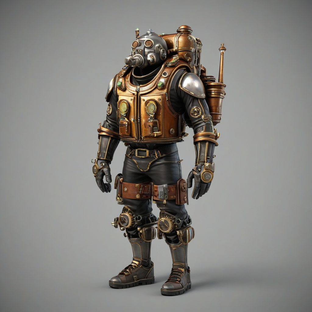 game asset style steampunk jetpack, on a plain white background, even lighting