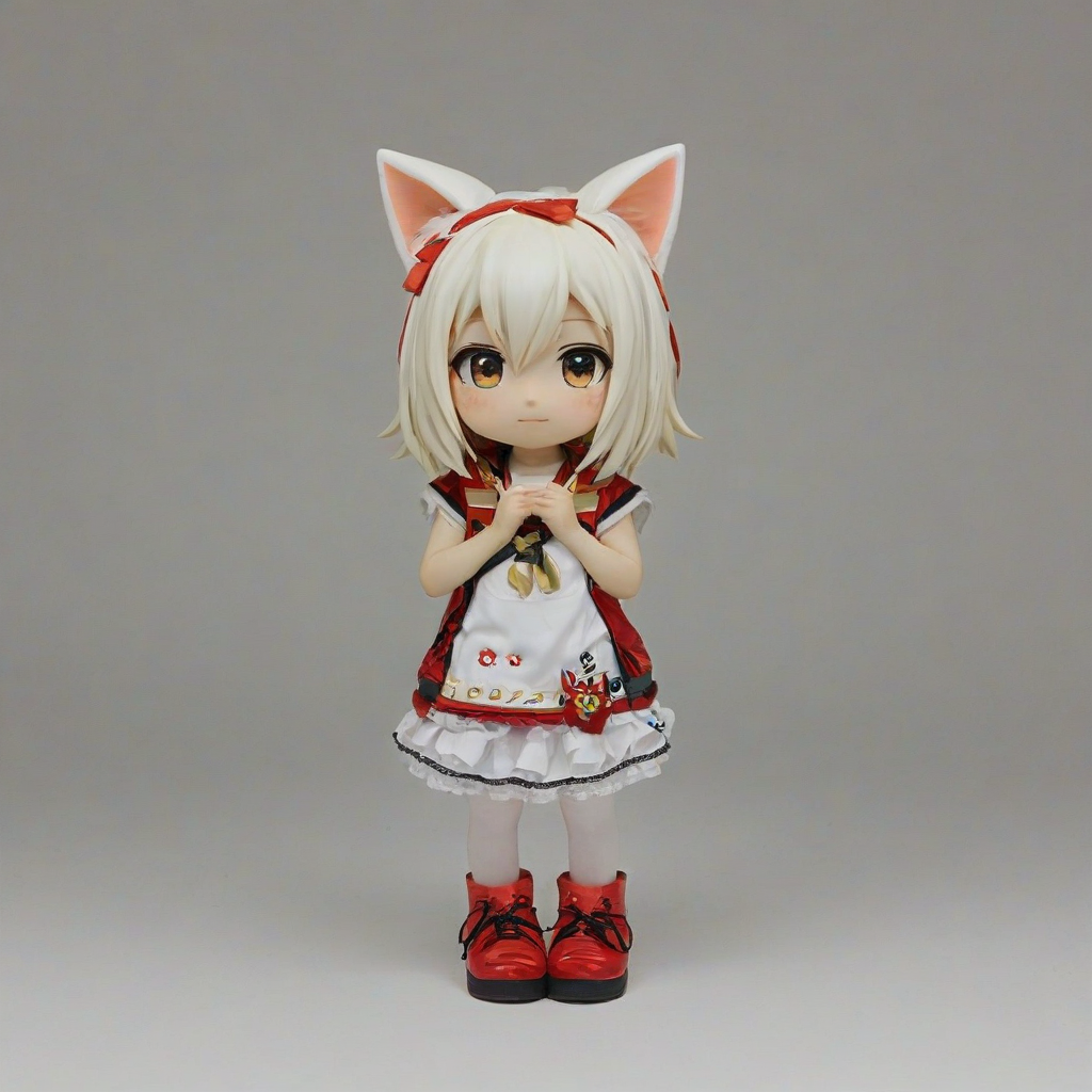 chibi Kemonomimi, fully dressed girl, on a plain white background, even lighting