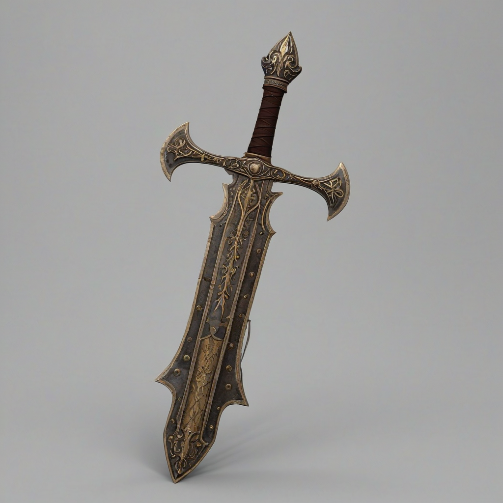 , 3d model, medieval weapon, even lighting, on a plain white background