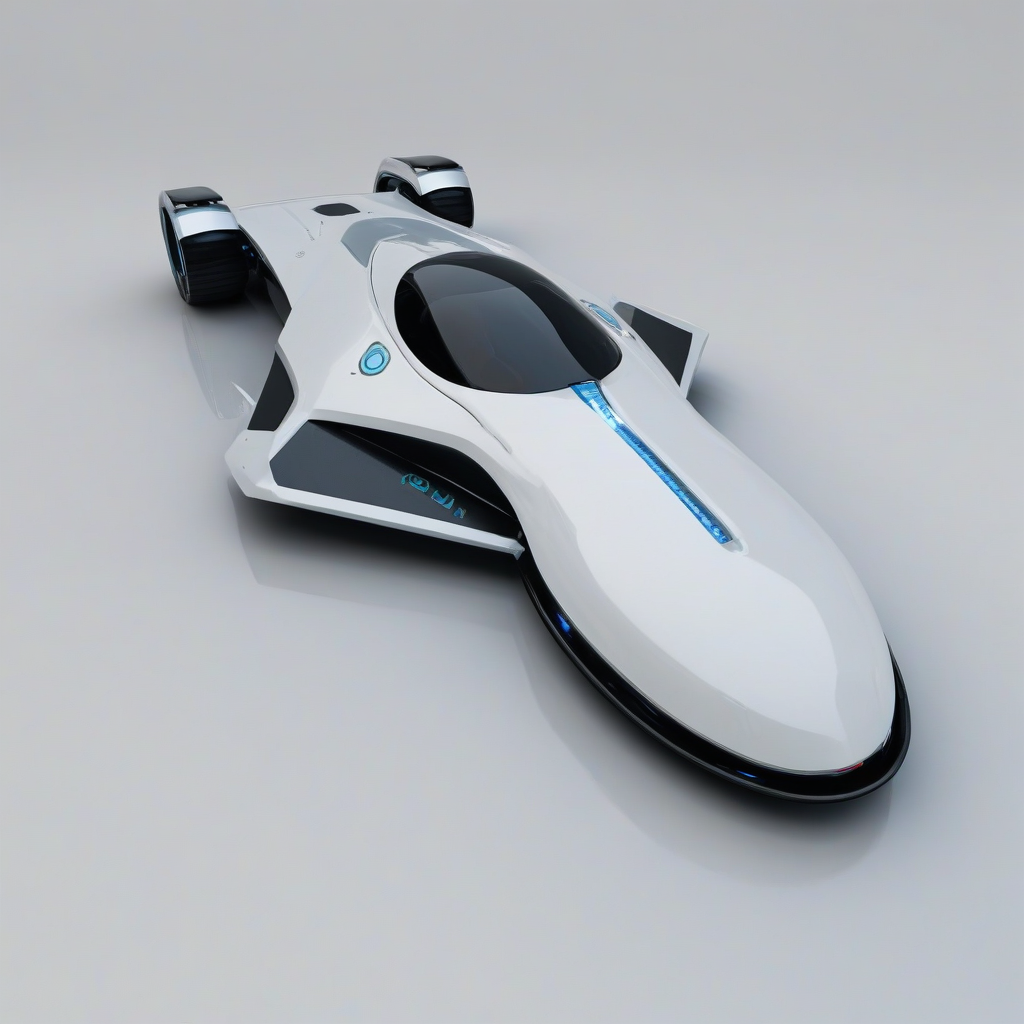 A sleek, futuristic transportation device, Slate, with a metallic industrial design, glistening under a soft, white light, in a wide shot, with the entire device visible, including wheels and control panel, on a plain white background, with subtle shadows and reflections, in a digital art style, with clean lines and minimal textures, on a plain white background, even lighting